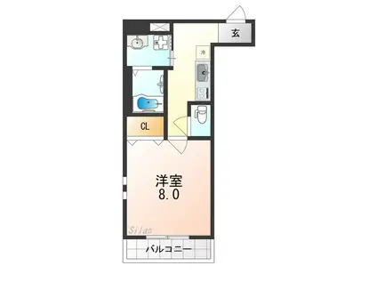 フジパレス上野芝III番館(1K/1階)の間取り写真