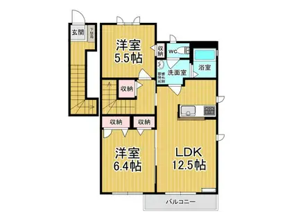 アリシャA(2LDK/2階)の間取り写真