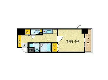 W.O.B HONMACHI-ウエスト(1K/8階)の間取り写真