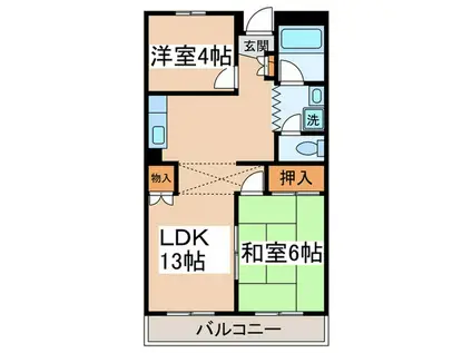 グリーンヒル桜ケ丘(2LDK/1階)の間取り写真