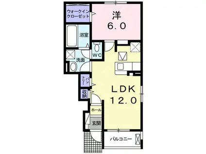 フォルトゥーナA(1LDK/1階)の間取り写真