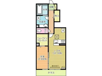 パープルシャイン蒲生(1LDK/1階)の間取り写真