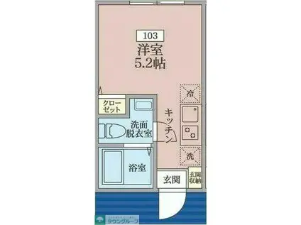 クレオパトラ西生田(ワンルーム/1階)の間取り写真