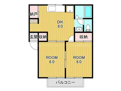 ポポラーレ(2DK/1階)の間取り写真