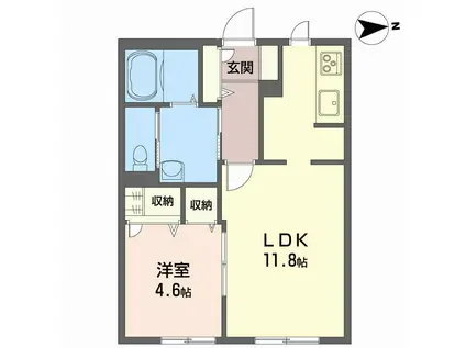 クローバの森(1LDK/2階)の間取り写真