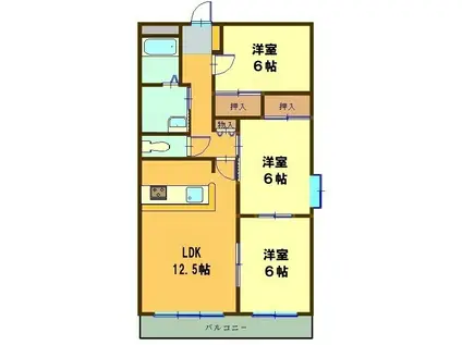 エクセリア・ドゥ(3LDK/3階)の間取り写真
