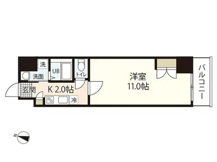 ヒルズ平和橋(1K/7階)の間取り写真