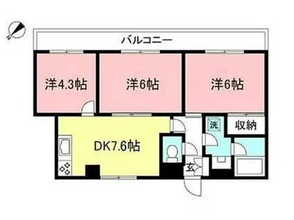 キョーエイハイツ相模大野(3DK/3階)の間取り写真