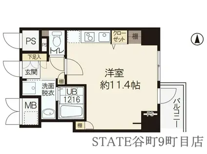 ルーセントオーデン難波(ワンルーム/3階)の間取り写真