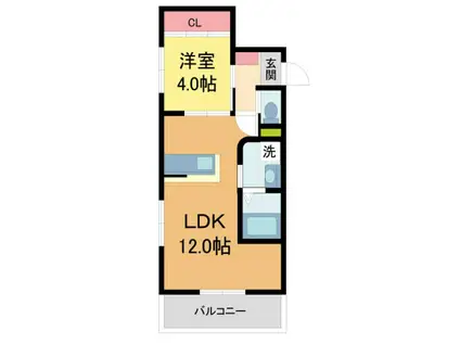 センプレヴィータさくら夙川(1LDK/2階)の間取り写真