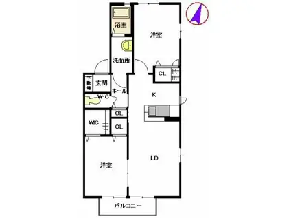 ディアス・ケン (2LDK/1階)の間取り写真