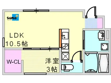 マッティーナ西明石(1LDK/1階)の間取り写真