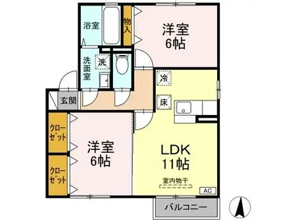 メゾンラフィーネ(2LDK/1階)の間取り写真
