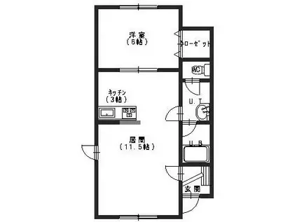 メゾンカイトII(1LDK/2階)の間取り写真