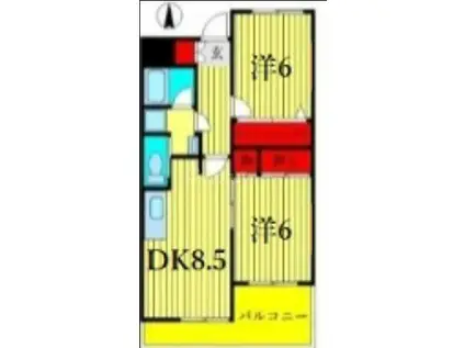 テラスハウス吉田(2DK/1階)の間取り写真