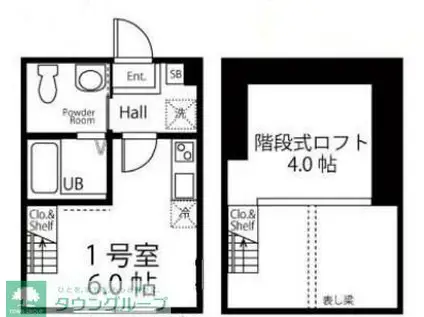 ハーミットクラブハウス能見台(ワンルーム/2階)の間取り写真