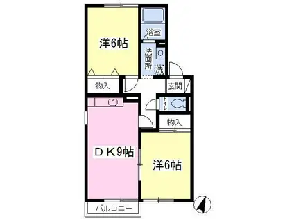 LFハイムC棟(2DK/2階)の間取り写真