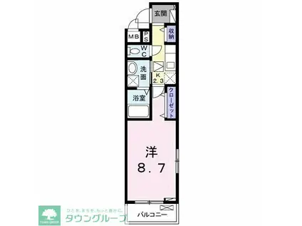 サーファ 前橋(1K/1階)の間取り写真