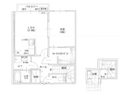 ALIETTA B棟(1LDK/2階)の間取り写真