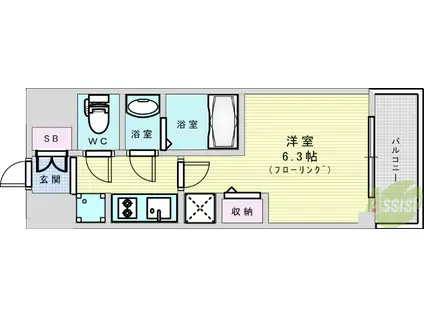 エステムコート新大阪12オルティ(1K/2階)の間取り写真