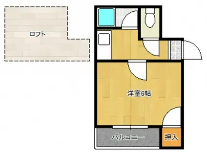 ベル西新(1K/2階)の間取り写真