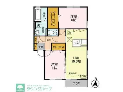 フェリーチェ B(2LDK/1階)の間取り写真