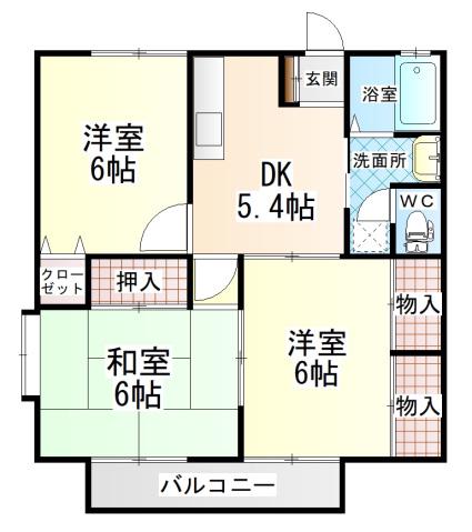 グランデュール横山C棟(3DK/2階)の間取り写真