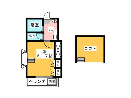 FLATS HAMAMATSU(1K/2階)の間取り写真