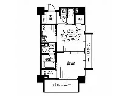 レジディア池尻大橋(1LDK/14階)の間取り写真