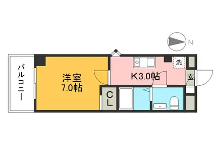 アルファ上町(1K/2階)の間取り写真