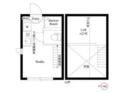 ハーモニーテラス上高井戸III(ワンルーム/2階)の間取り写真