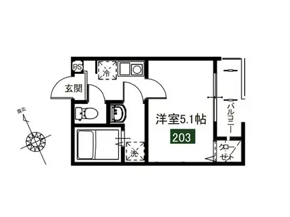 メルディア東大宮III(1K/2階)の間取り写真