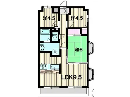 フォンテーヌ多摩(3LDK/4階)の間取り写真