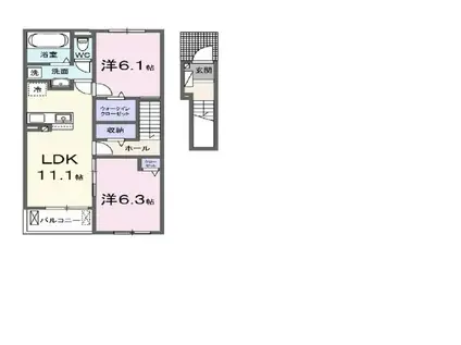 グレイス加茂 I(2LDK/2階)の間取り写真
