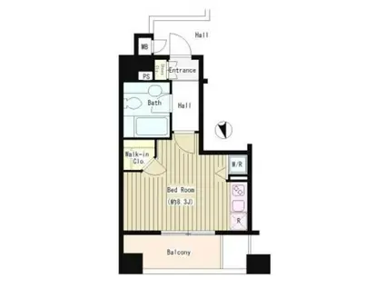 シティカレント大手町(ワンルーム/9階)の間取り写真