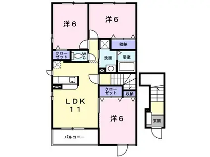ベア・ヴェイル(3LDK/2階)の間取り写真