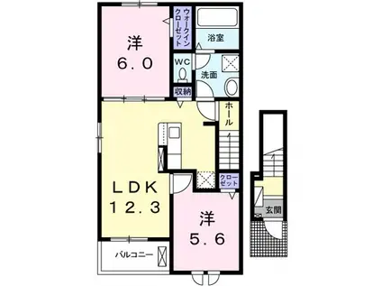 クリスタル・パレスII(2LDK/2階)の間取り写真