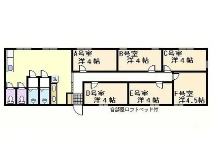 シェアハウスAOI(ワンルーム/2階)の間取り写真