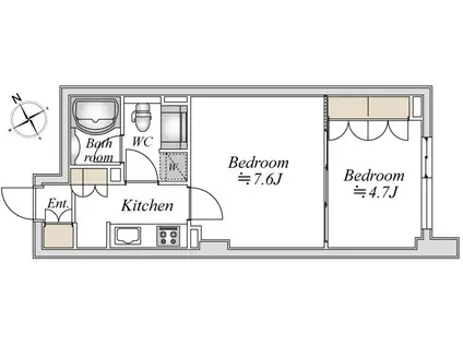 ラドゥセール浅草橋(2K/7階)の間取り写真