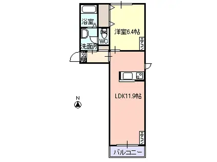 サンシェール・トゥーヤ(1LDK/1階)の間取り写真