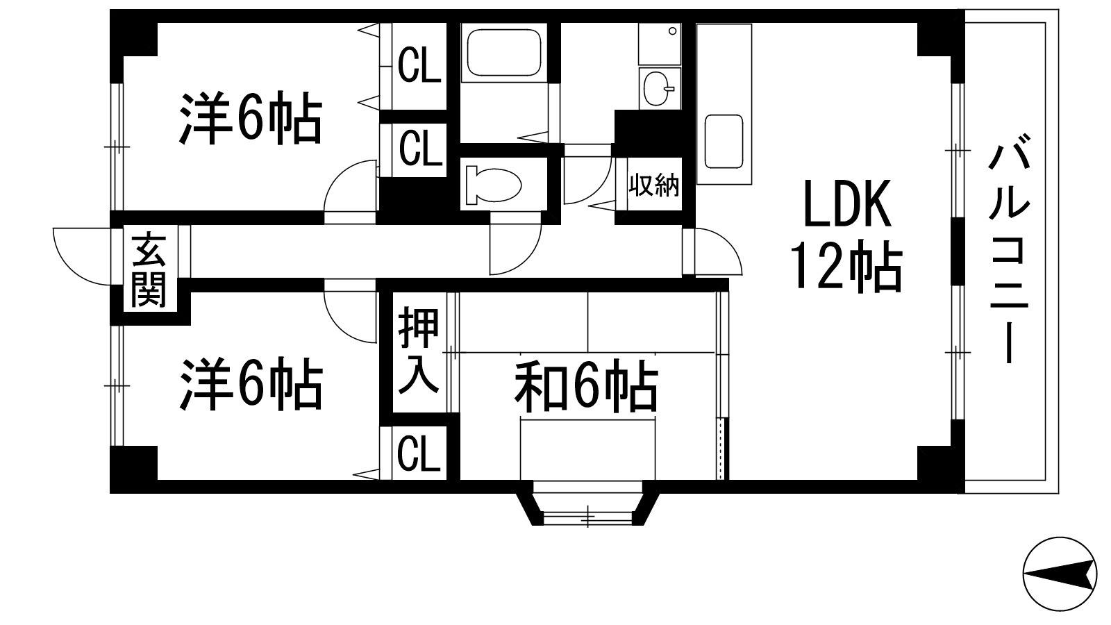 コンフォート(3LDK/2階)の間取り写真