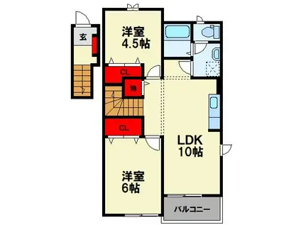 ファミール横田(2LDK/2階)の間取り写真