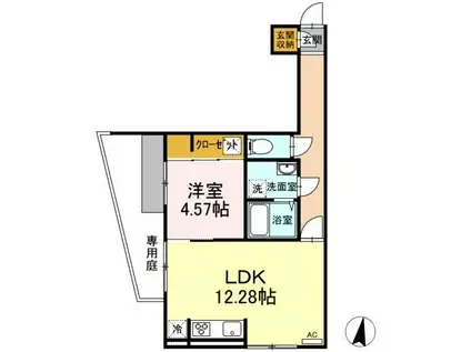 マノワール百道(1LDK/1階)の間取り写真