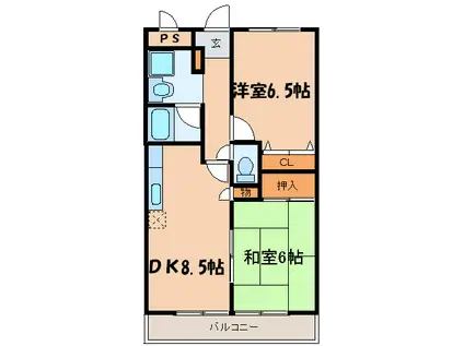 サンシャイン茨木(2DK/3階)の間取り写真