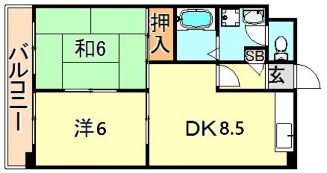 アンセルモ西明石(2DK/5階)の間取り写真