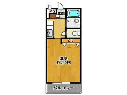 トレジャーハウスひまわり(1K/2階)の間取り写真