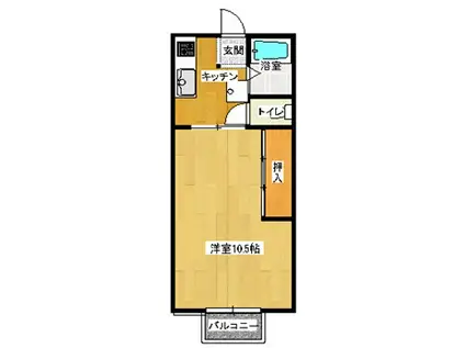 コーポラス沢村B(1K/2階)の間取り写真