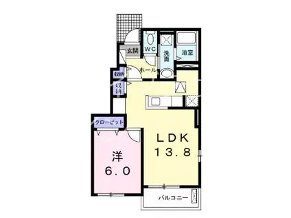 ルミエール(1LDK/1階)の間取り写真