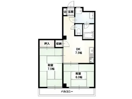 グレース寿(2DK/2階)の間取り写真