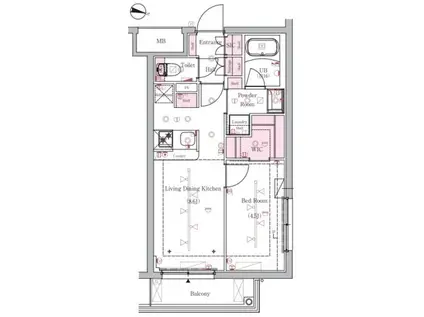HYS 国分寺南町(1LDK/4階)の間取り写真